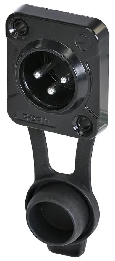REAN 3-Pole XLR Plug, Panel Mount, IP65, Black, D-Size