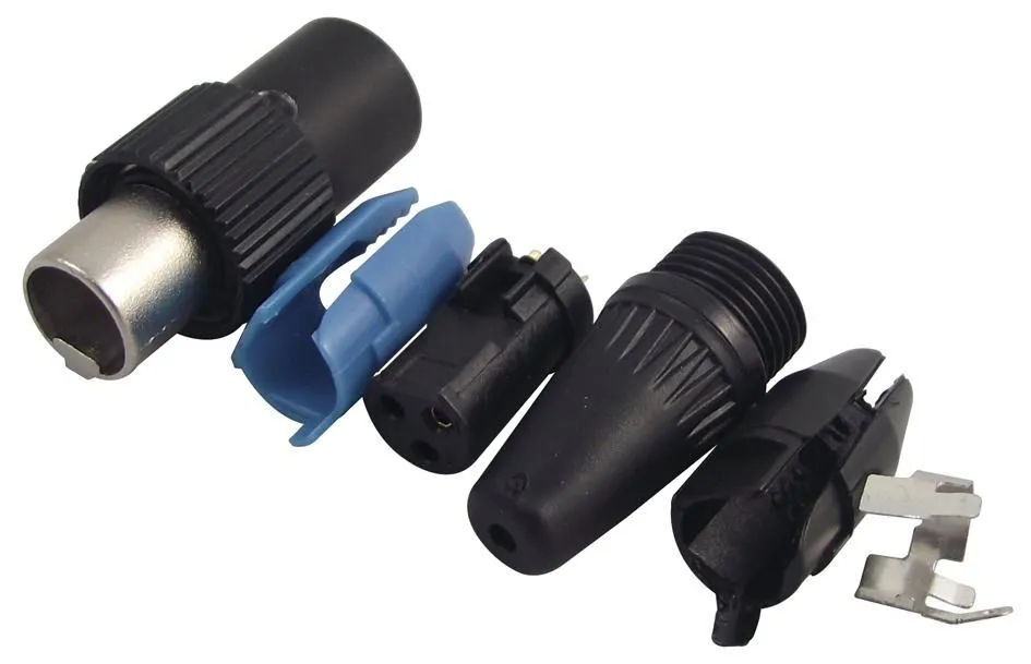 REAN Mini-XLR In-Line Socket, Screwlock, 3 Pole, Gold Plated