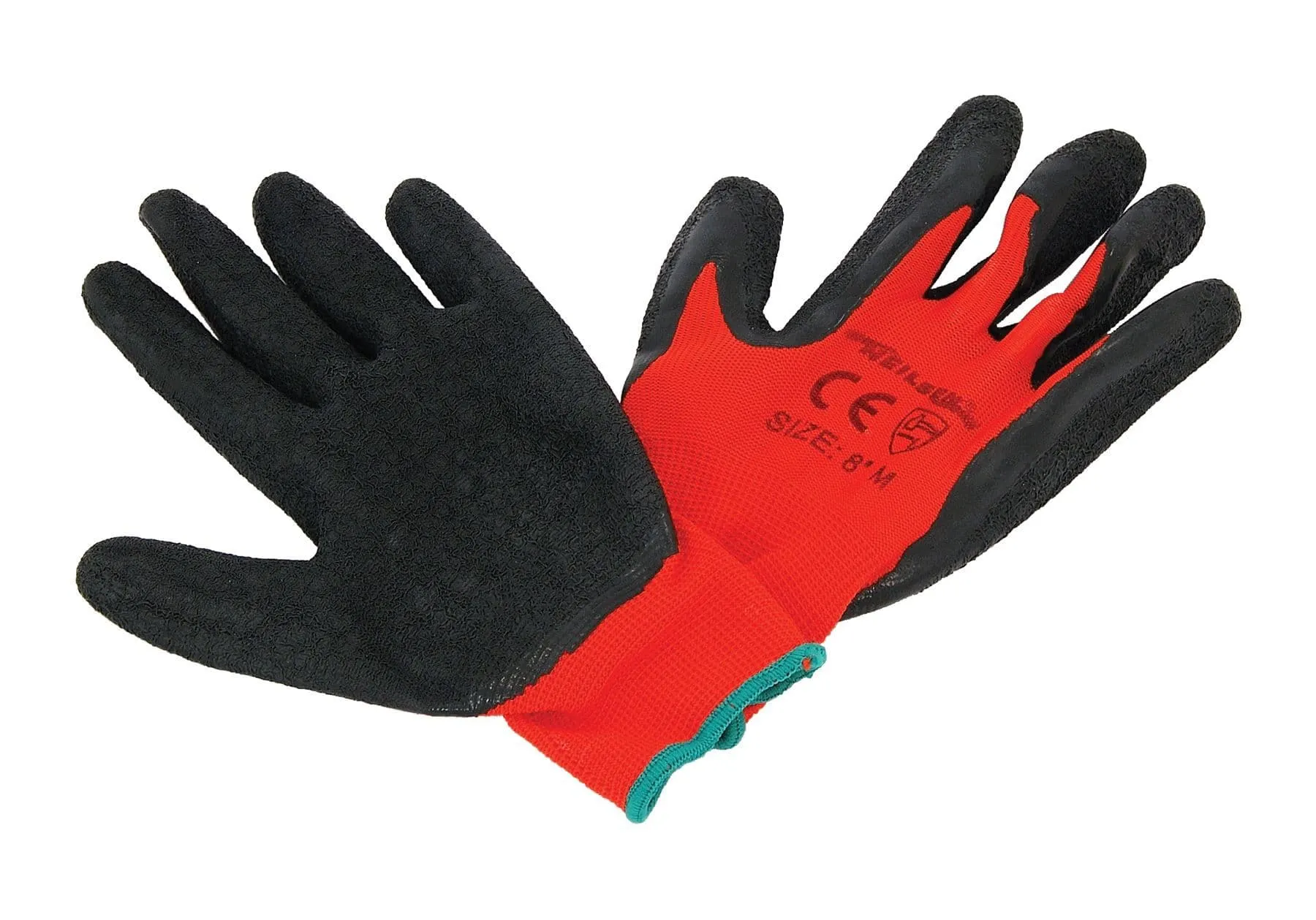 12 Pairs Latex Coated Safety Work Gloves For Garden & Building - Size 8 Medium