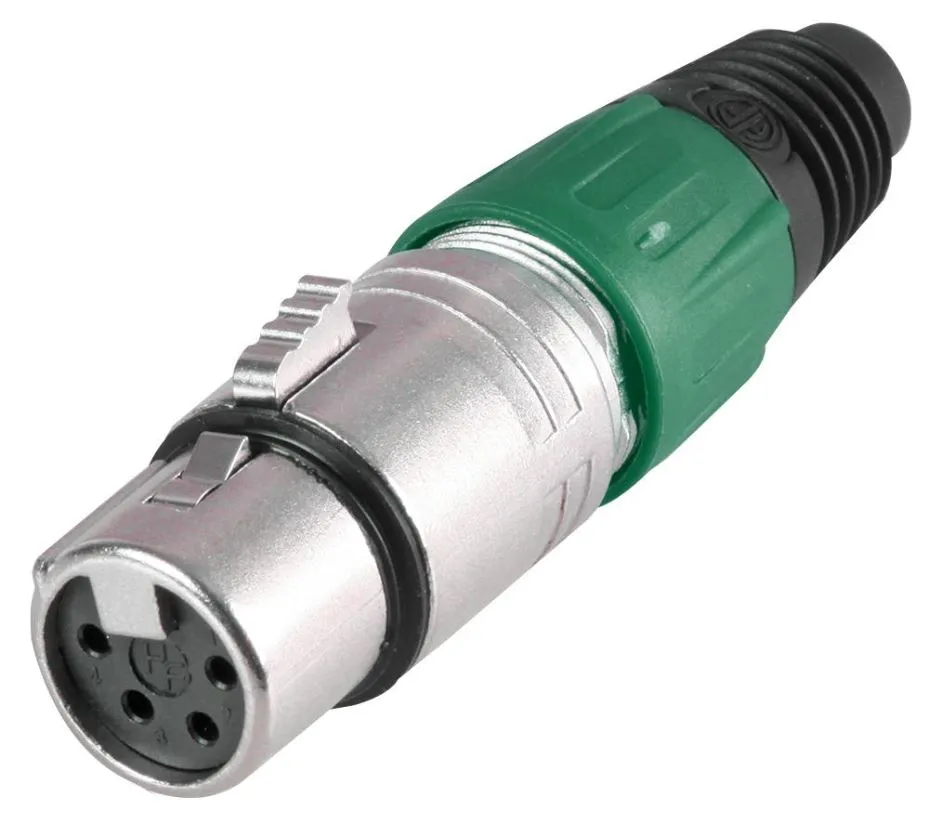 Pro-Signal 4-Pole XLR Socket, Cable Mount, Green
