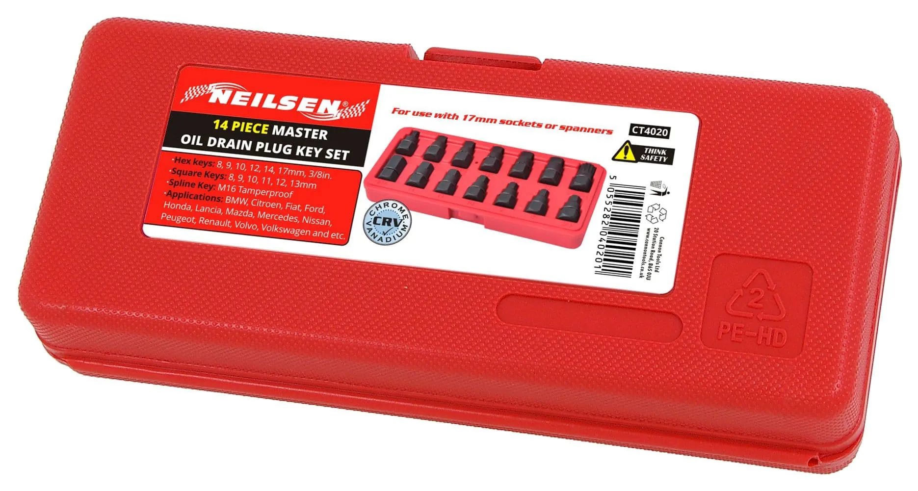 14pc Oil Drain Sump Plug Key Set Universal Hex Square