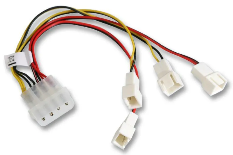 AKASA Male Molex LP4 to 4x PWM Fan Connection Lead