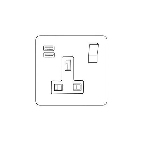 Windsor Range-Satin Brass-1G 13A Socket with USB-A+C