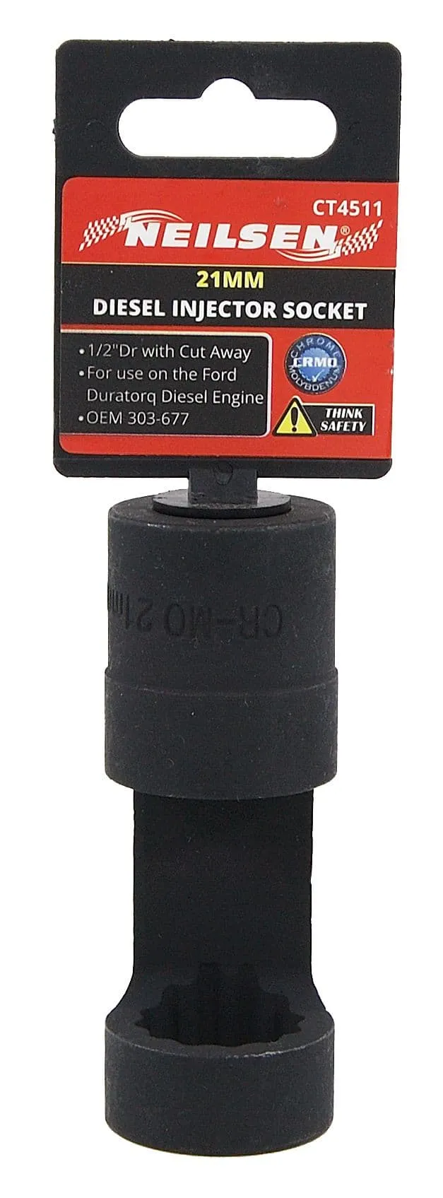 21mm 1/2" Drive Ford Duratorq Diesel Engine Injector Socket With Cut Away