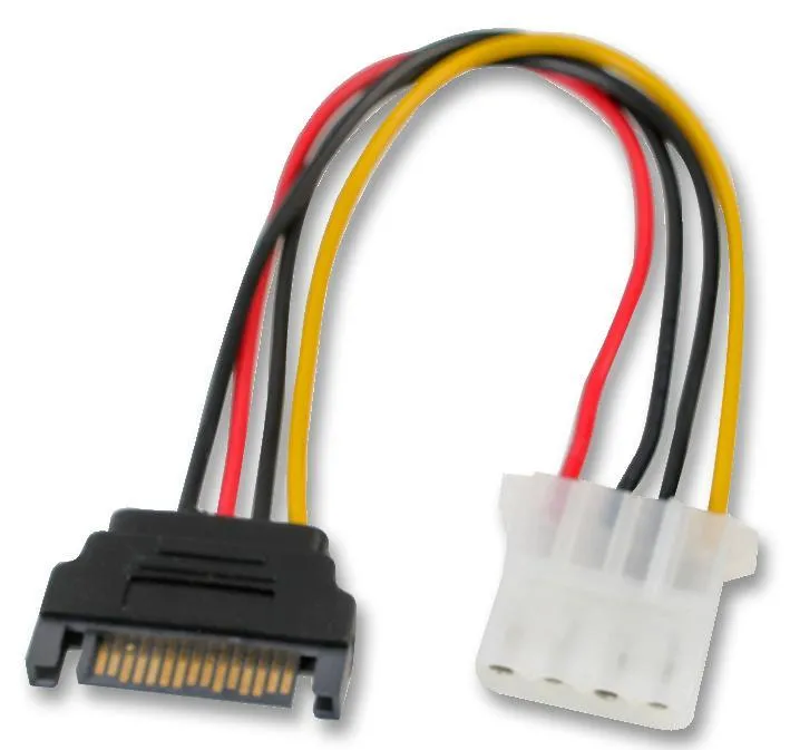 AKASA 4-Pin Molex to 15-Pin SATA Adapter Lead, 15cm
