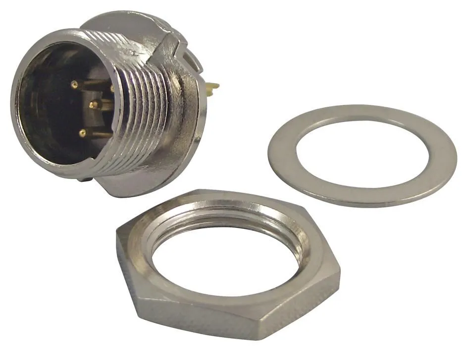 REAN Mini-XLR 4-Pole Chassis Plug, Screwlock, Nickel Housing