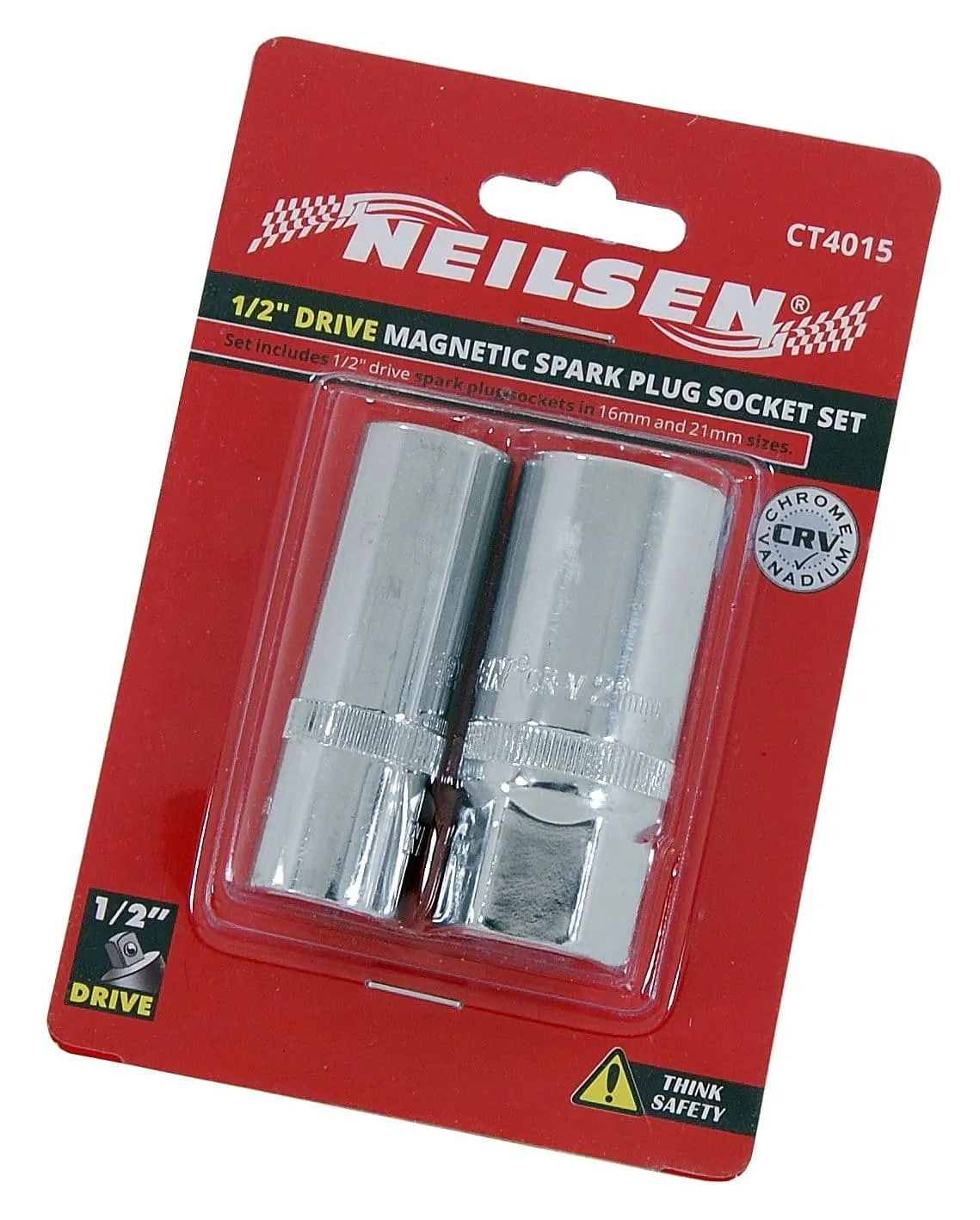 2Pc 1/2"Dr Magnetic Spark Plug Sockets 16, 21mm