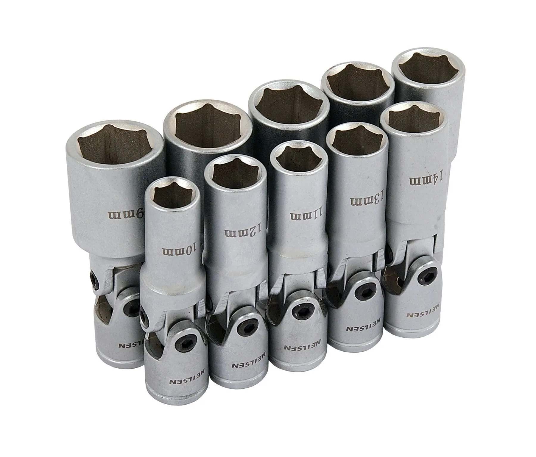 3/8" Universal Wobble Joint Deep Socket Set 10, 12, 13, 14, 15, 16, 17, 18, 19mm