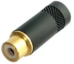 REAN Phono Socket, Black/Gold, 7.2mm Cable