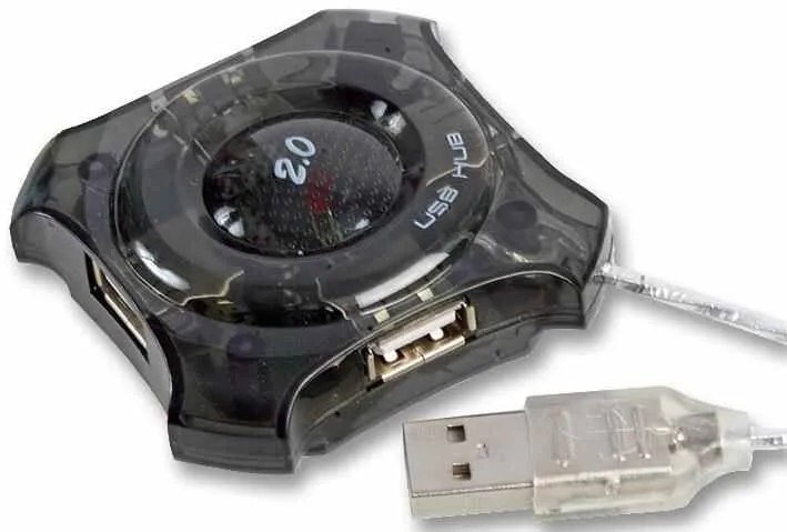 Dynamode 4-Port USB 2.0 Hub, Mains Powered