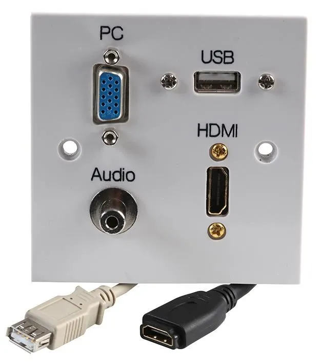 PRO SIGNAL 1-Gang Multimedia Wall Plate with HDMI, VGA, Audio & USB