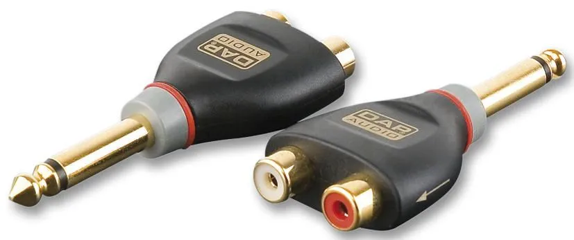 XCALIBER 2x Phono (RCA) to 6.35mm Mono Jack Adaptor, Gold-Plated