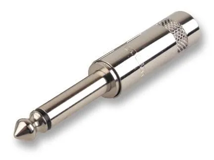 REAN 6.35mm (1/4″) Mono Jack Plug, 2-Pole, Nickel-Plated