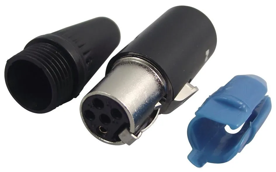 REAN Tiny XLR 5-Way Socket, Gold-Plated Contacts, Metal Body