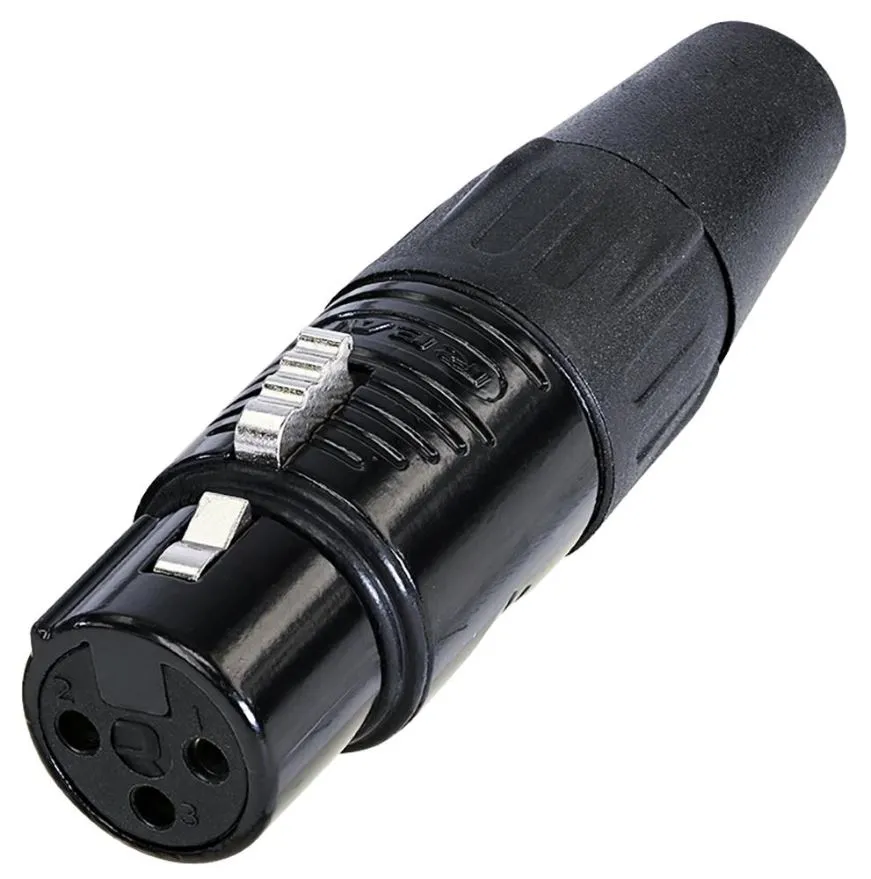 REAN RC3F-B XLR Socket, 3 Pole, Black, Gold Contacts