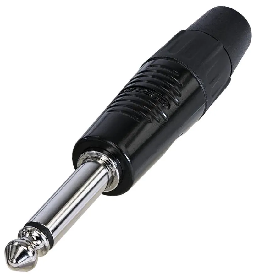 REAN 6.35mm (1/4″) Mono Jack Plug, Black, Tin Plated Contacts