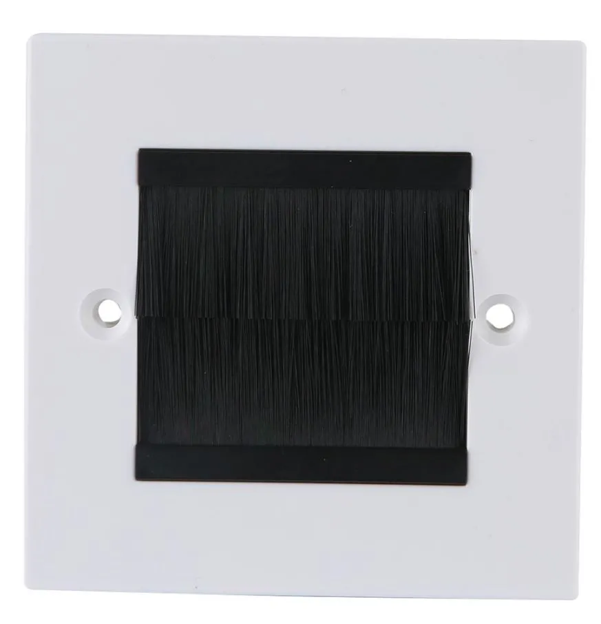 PRO SIGNAL 1 Gang Brush Faceplate, White with Black Brushes