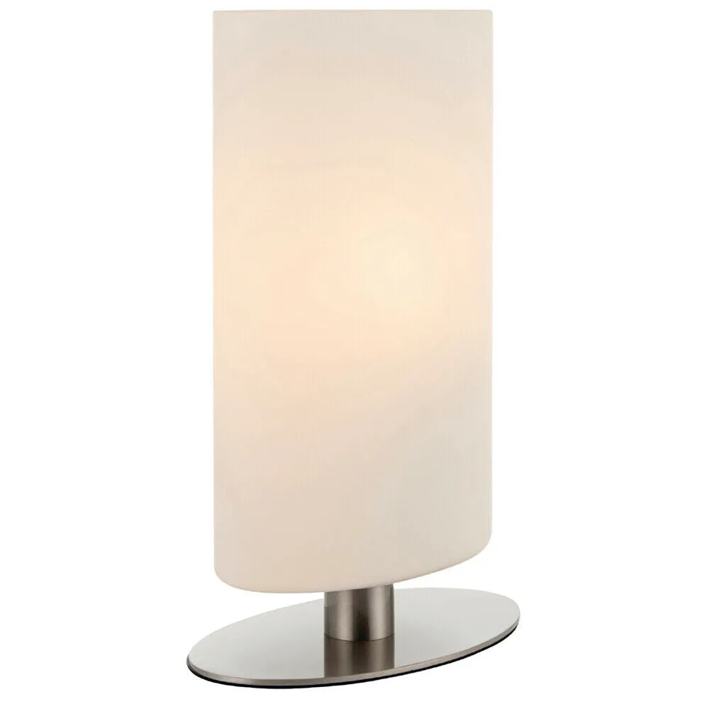 Touch Dimmable Table Lamp Nickel & Frosted Glass Shade Modern Bedside Desk Light