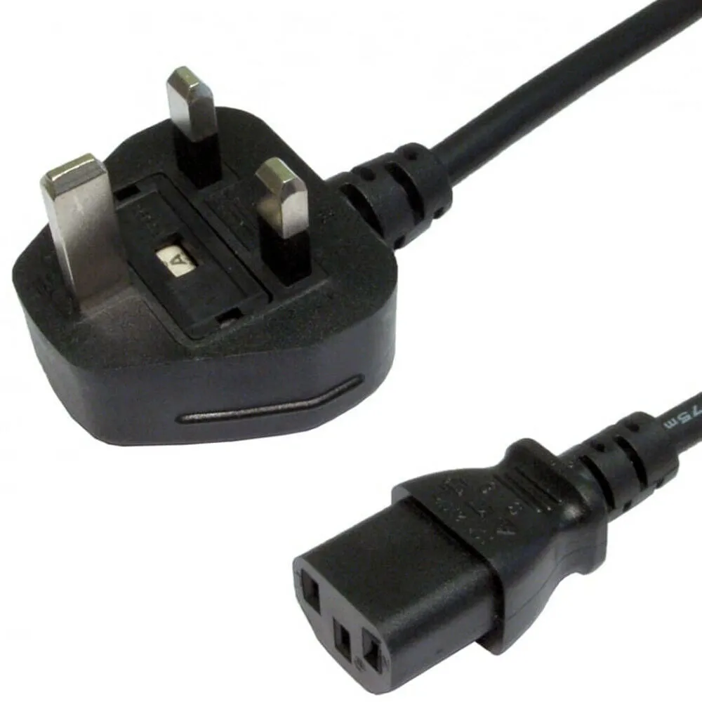 0.5m UK Plug to IEC Socket Mains 10A Power Cable PC Monitor Amp Kettle C13 Lead