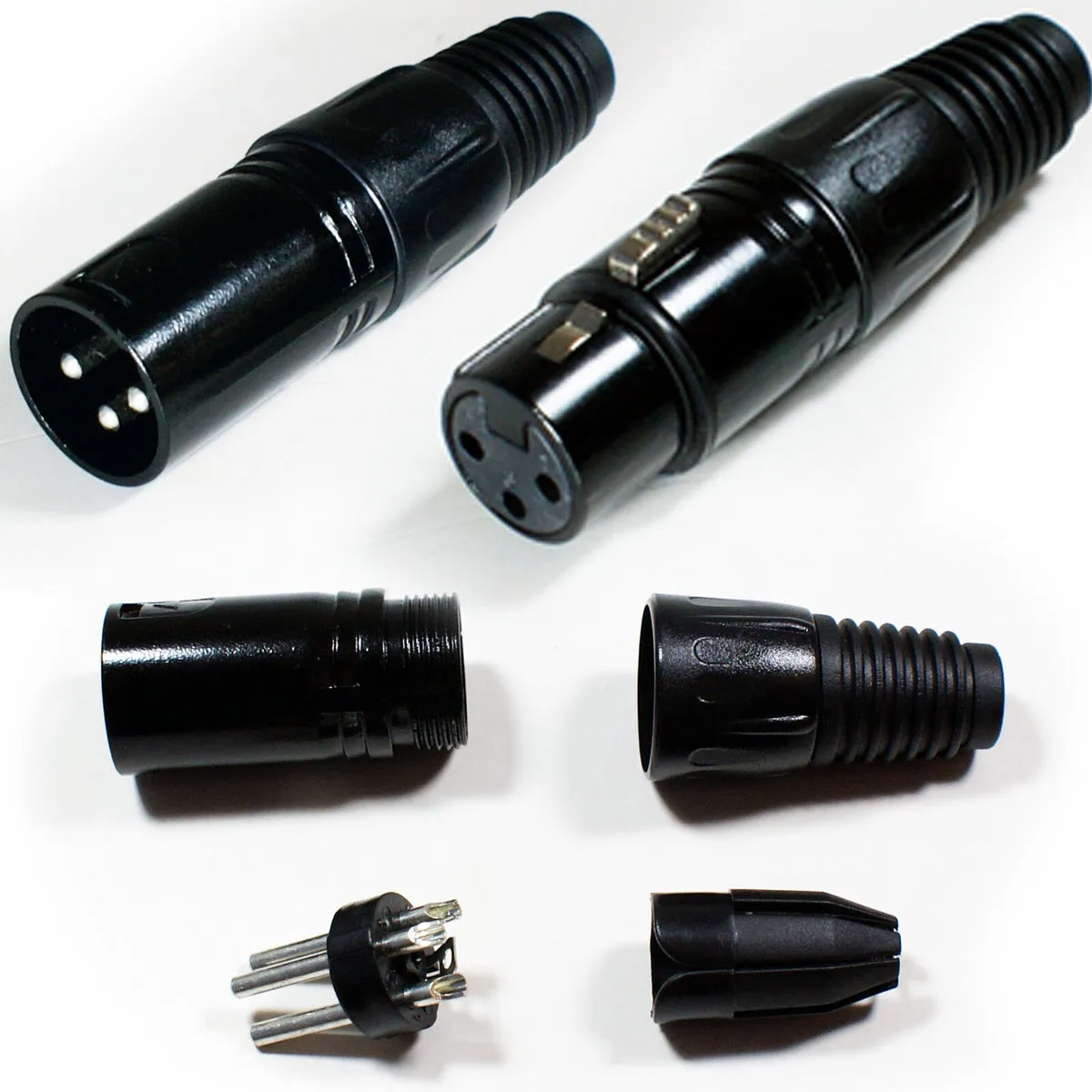 XLR 3 Pin Pole Male & Female Connector Solder Audio Adapter Mic Lighting Cable