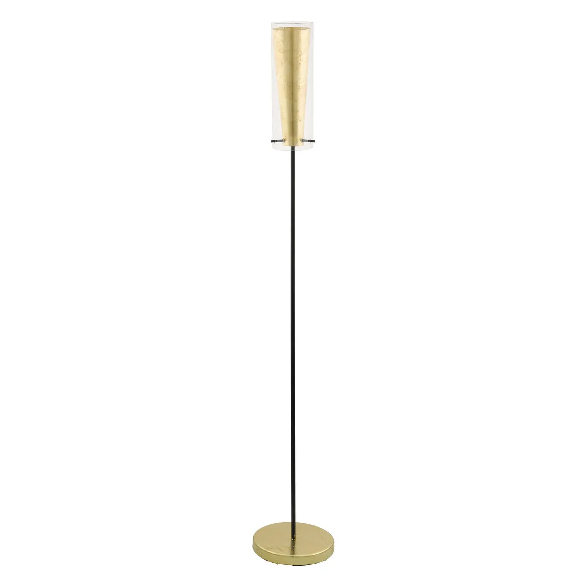 Floor Lamp Light Colour Black Shade Inner Gold Outer Clear Glass Bulb E27 1x60W