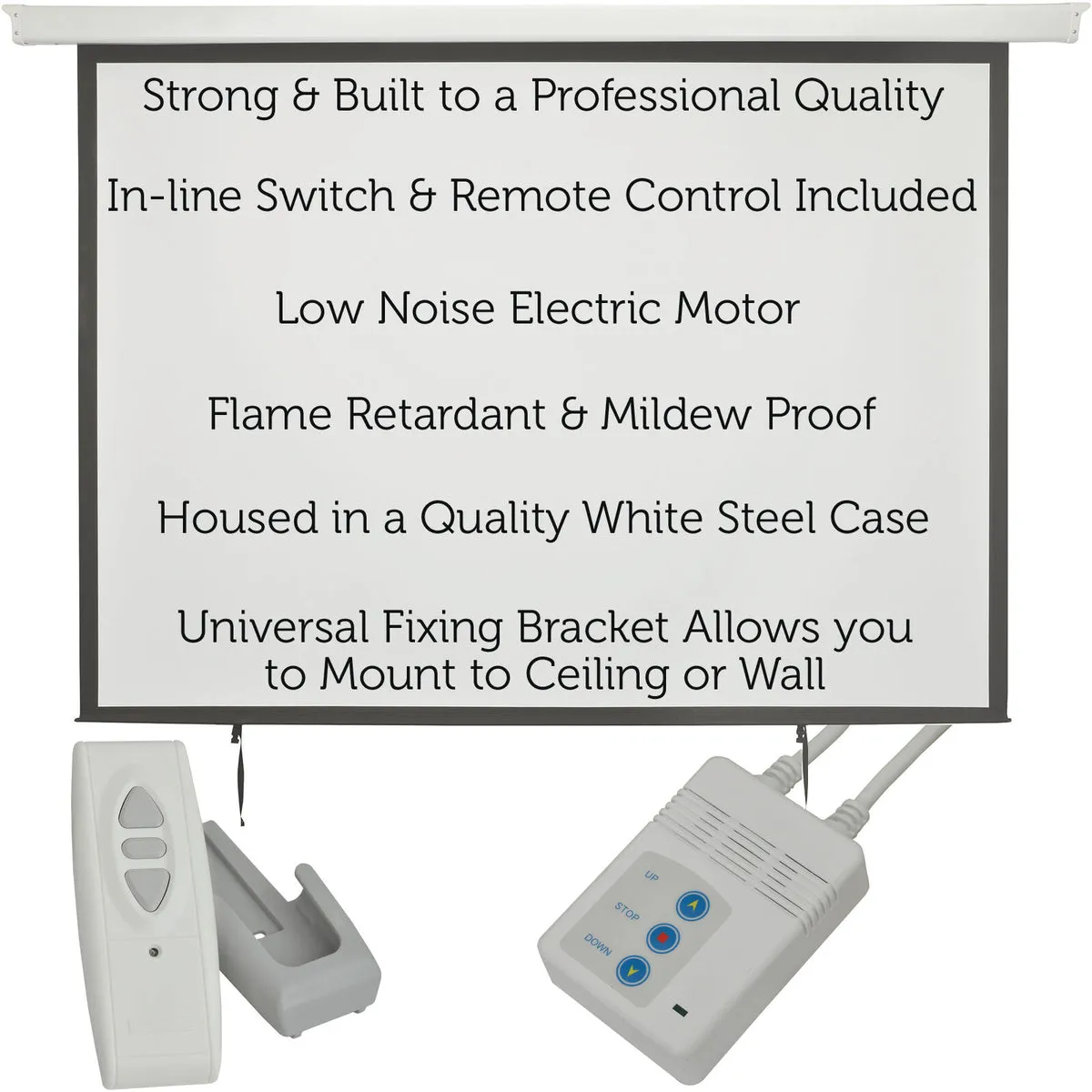 100" Electric Motorised Ceiling Wall Mountable Projector Screen 4:3 Home Cinema