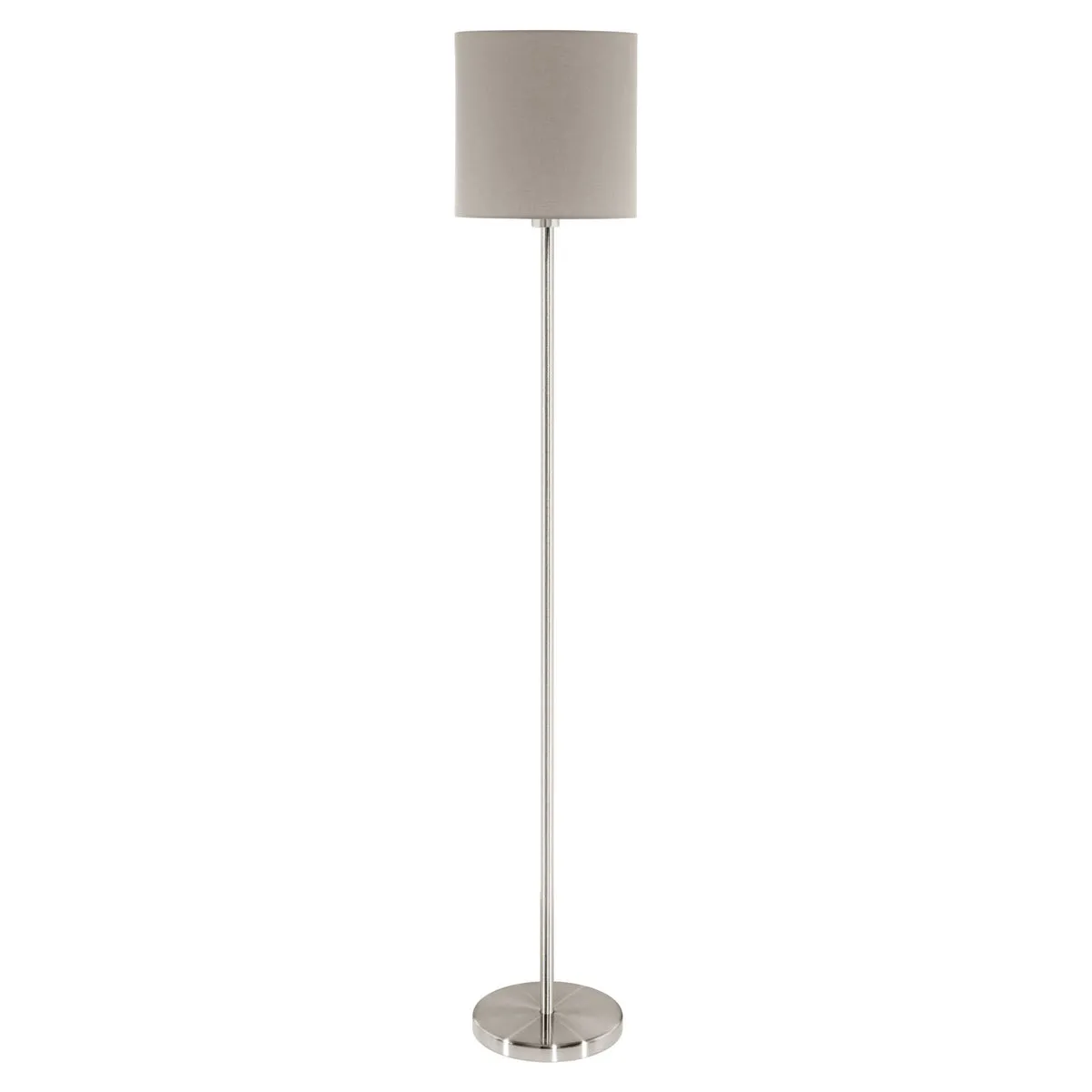 Floor Lamp Light Satin Nickel Shade Taupe Fabric Pedal Switch Bulb E27 1x60W