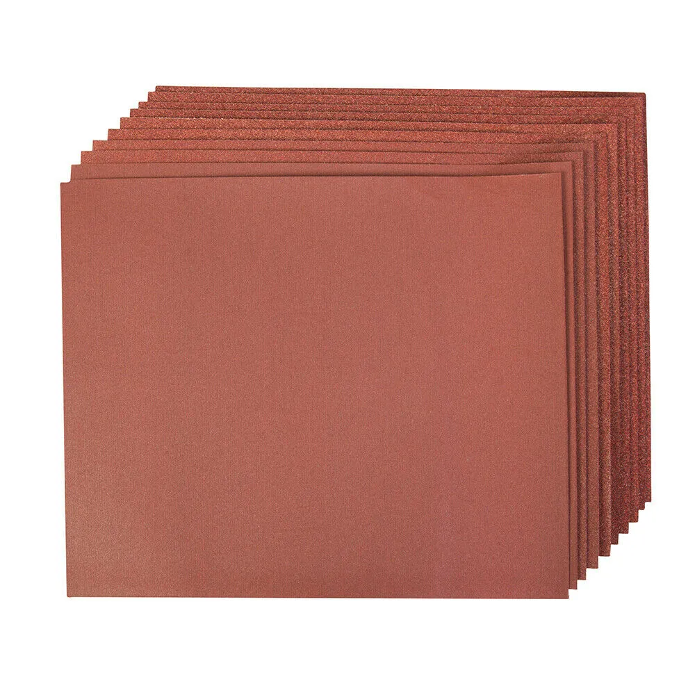10 PACK 230mm x 280mm Mixed Grit Sanding Sheets Aluminium Oxide Hand Sand Paper
