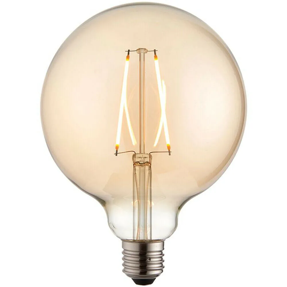 125mm GLOBE LED Filament Light Bulb AMBER GLASS E27 Screw 2W Warm White Lamp