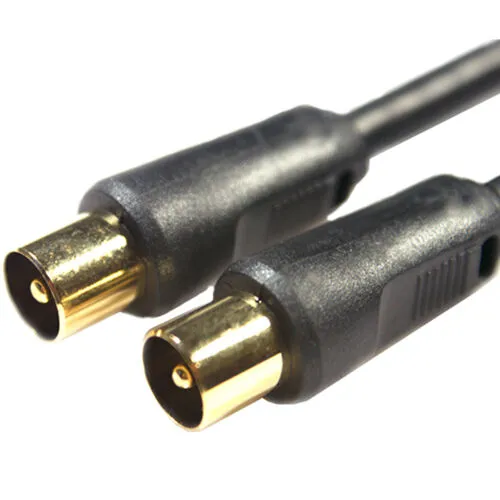 0.5m Male to Plug Aerial Cable Gold & Shielded Coaxial Coax Lead TV Freeview Box