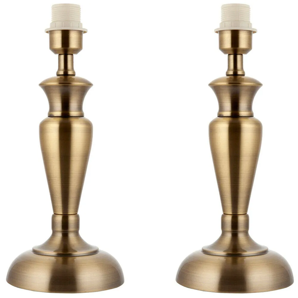2 PACK | Brass Table Lamp Light 355mm Tall Aged Metal Base Only Desk Sideboard