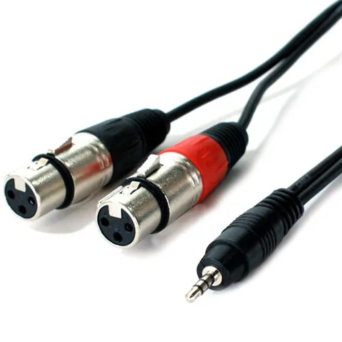 1m 3.5mm Stereo Jack Plug to 2x XLR Female Splitter Cable Lead Laptop Mixer Amp