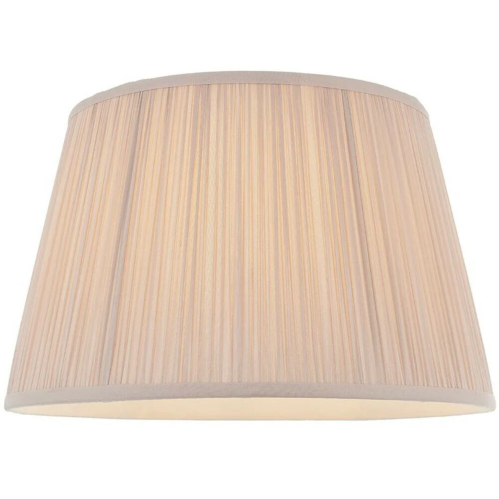 14" Elegant Round Tapered Drum Lamp Shade Dusky Pink Gathered Pleated Silk Cover