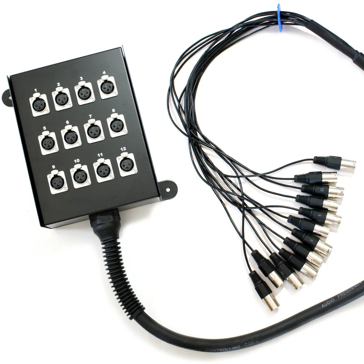 PRO QUALITY 10m 12 Way XLR 3 Pin Multicore Loom Snake Cable Touring Stage Box