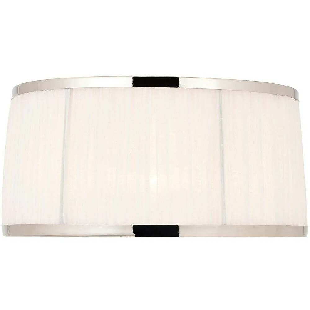 13" Luxury Round Tapered Lamp Shade White Pleated Organza Fabric & Antique Brass