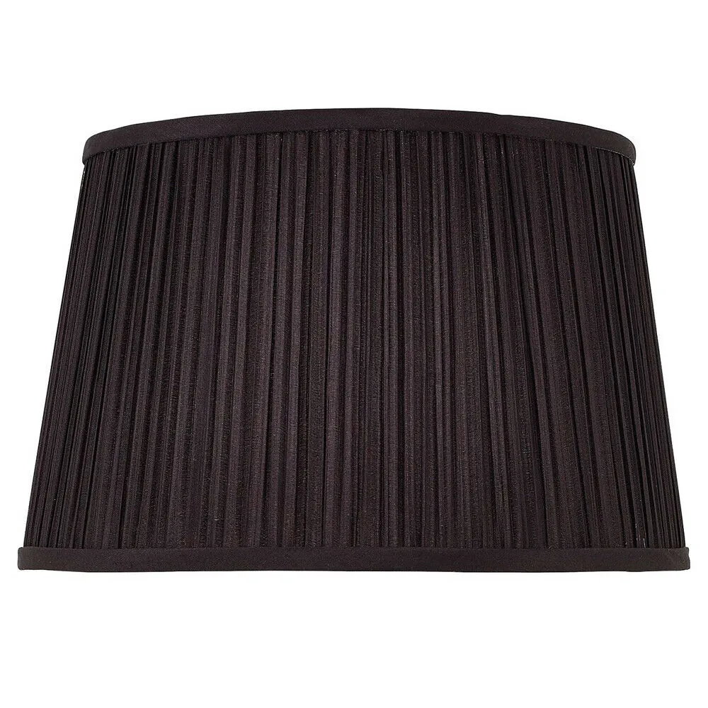 12" Luxury Round Tapered Lamp Shade Black Pleated Organza Modern Elegant Drum