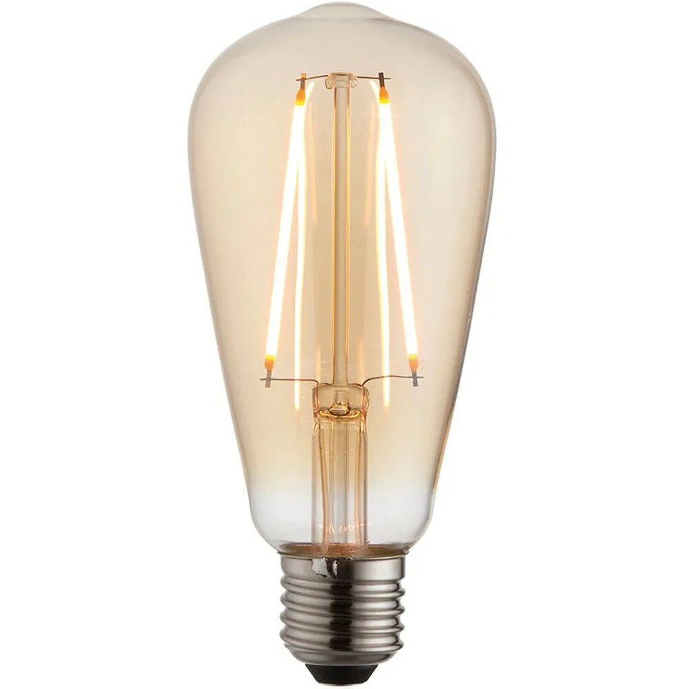 VINTAGE PEAR LED Filament Light Bulb AMBER GLASS E27 Screw 2W Warm White Lamp