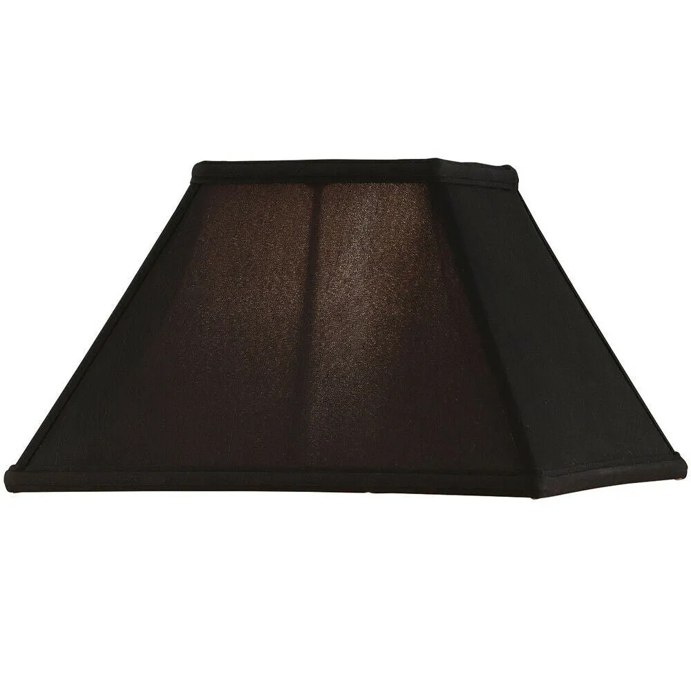 12" Inch Square Tapered Lamp Shade Black Faux Silk Fabric Cover Modern Elegant
