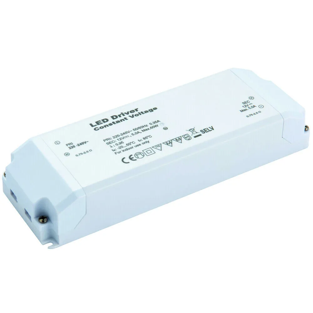 12V DC 60W Constant LED Driver / Transformer Low Voltage Light Power Converter