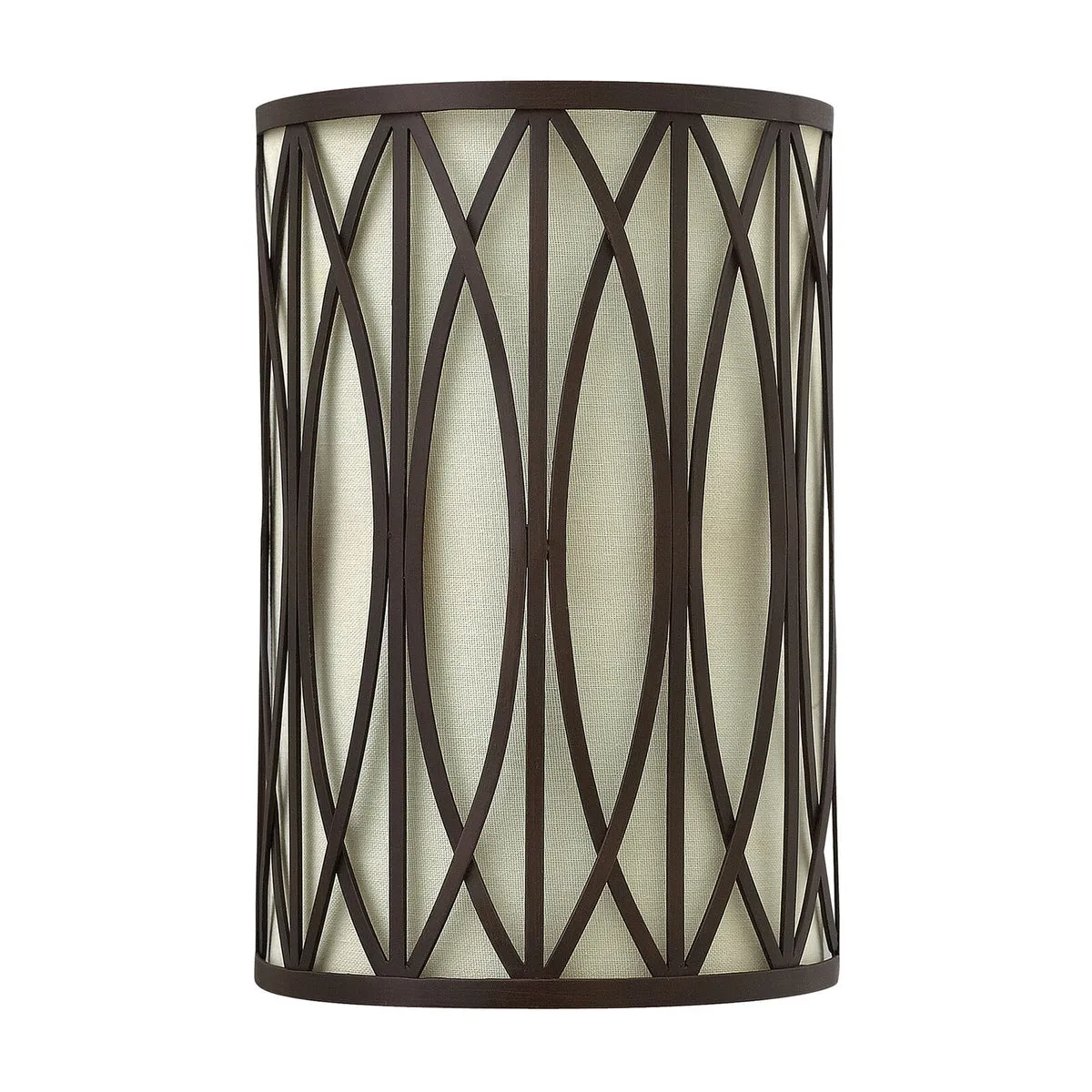 Twin Wall Light Lattice Style Metal Outer Linen Shade Bronze LED E14 60W