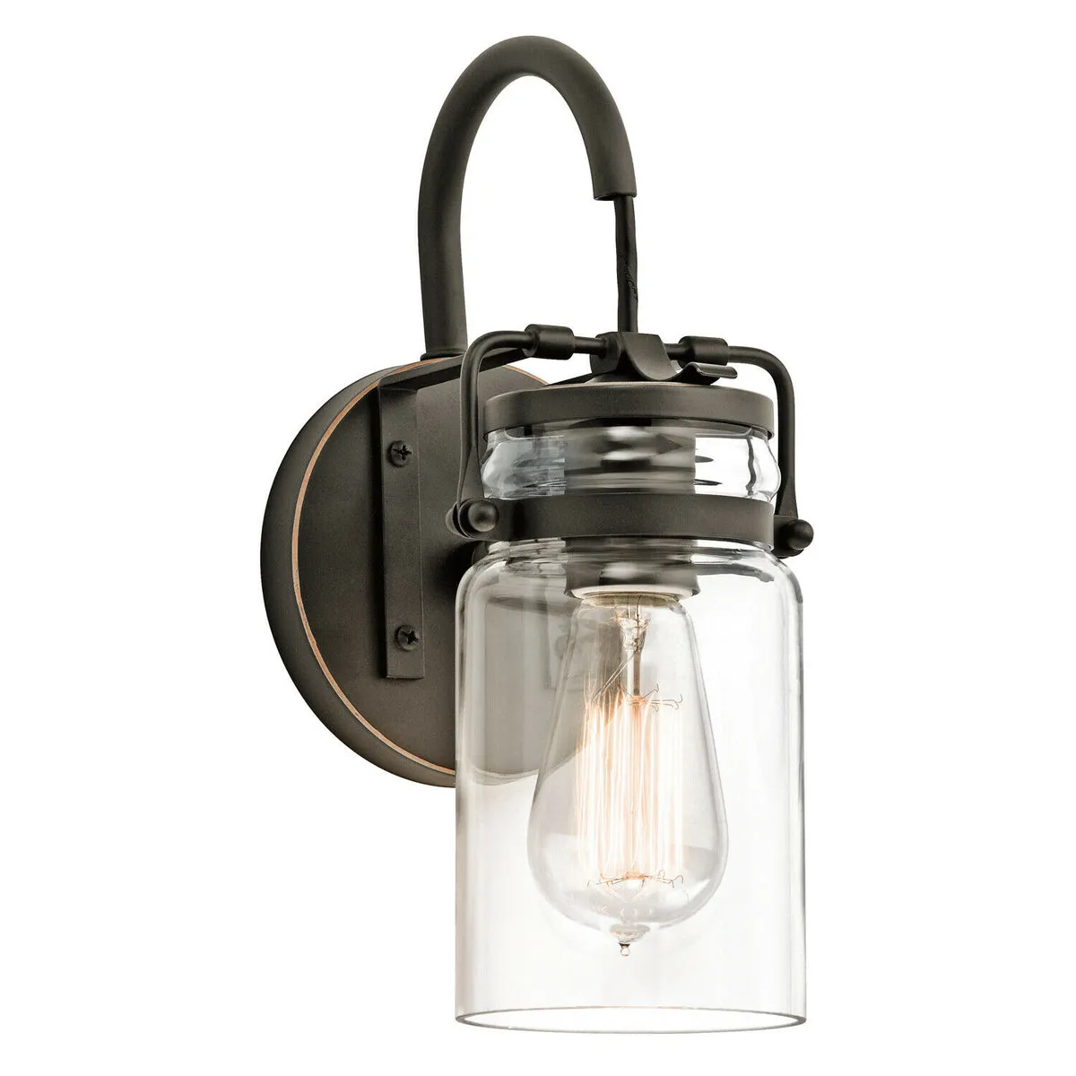 Wall Light Vintage Style Canning Jars Clear Glass Shade Olde Bronze LED E27 60W