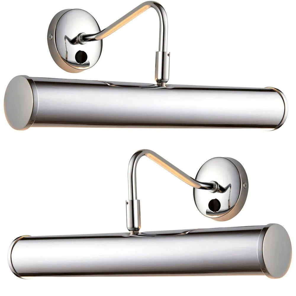 2 PACK LED Twin Picture Wall Light Chrome Plate Dimmable 6.2W Bulb Lighting Bar