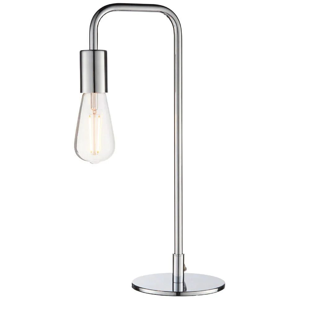 Modern Hangman Table Lamp Chrome Industrial Metal Arm Bedside Desk Light Base