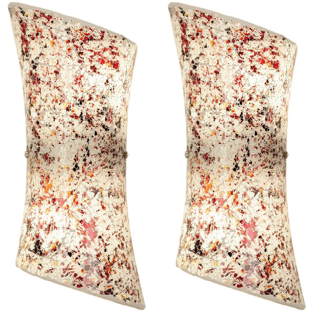 2 PACK Mosaic Mirror Wall Light Pattern Glaze Glass Shade Pretty Dimming Lamp