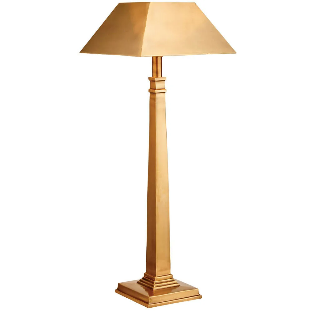 Luxury Table Lamp Solid Brass & Square Shade Metal Square Base Console Light
