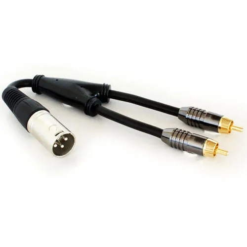 XLR Male to 2 RCA PHONO Plugs Y Splitter Cable Adapter Mixer Amp Audio Mic DJ