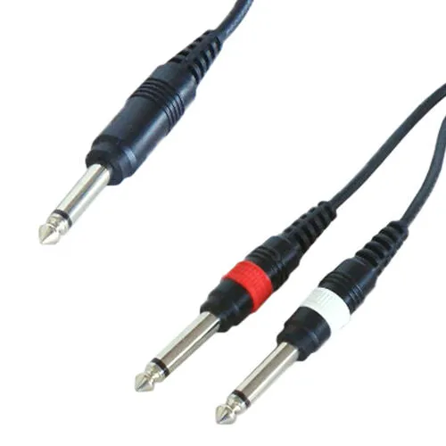 PRO 5m 6.35mm Mono Y Splitter Cable *2x Guitar into 1 Amp* Audio Combiner Lead