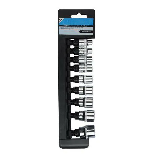 9 Piece 1/4" Inch 3/4" Inch Imperial Socket Set 3/8" Inch Square Drive