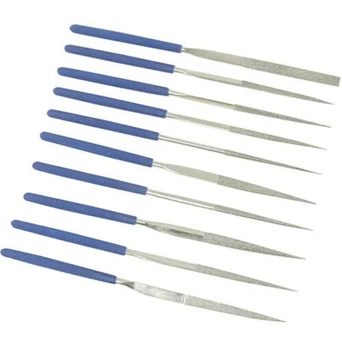 10 Piece 140mm x 3mm Diamond Needle File Set Parallel Taper Round Knife
