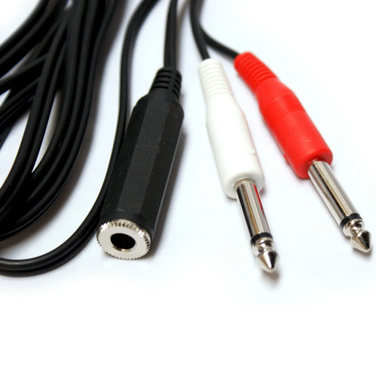 0.5m 6.35mm Stereo Headphone Socket - 2x Ã‚Â¼" Mono Male Jack Cable Y Splitter Lead